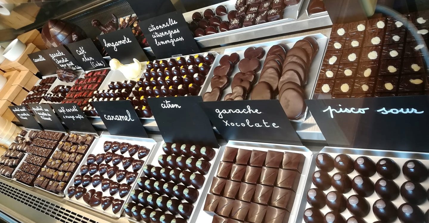 A selection of pralines at Xocolate