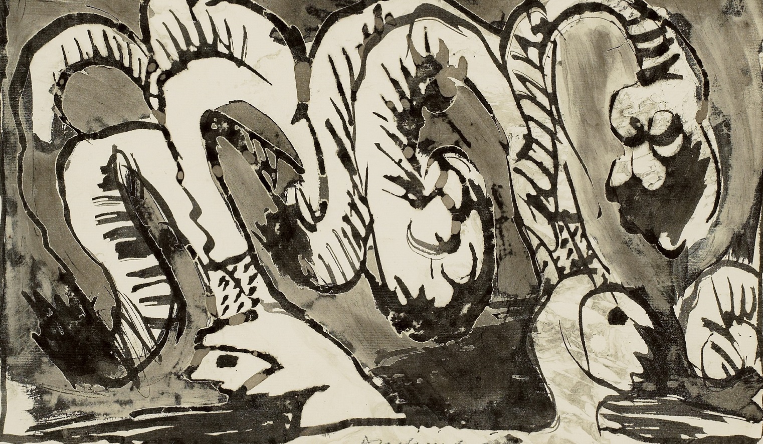 Pierre Alechinsky The drawing "About Binche" by Pierre Alechinsky