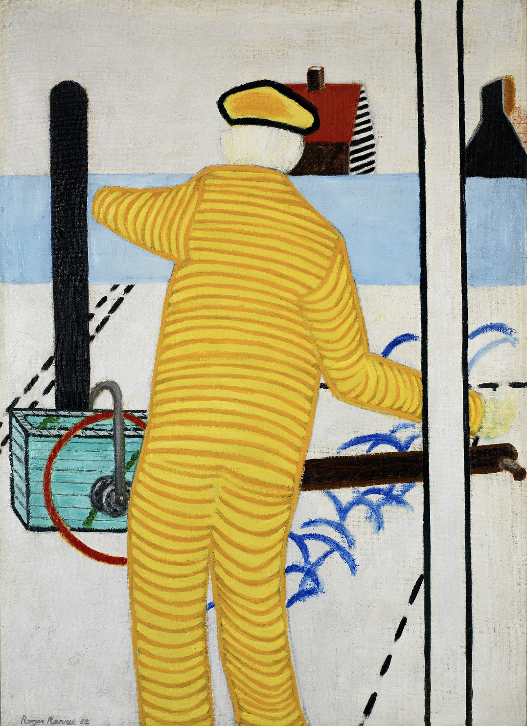 ‘Yellow Man with Cart’, a painting by Roger Raveel from 1952