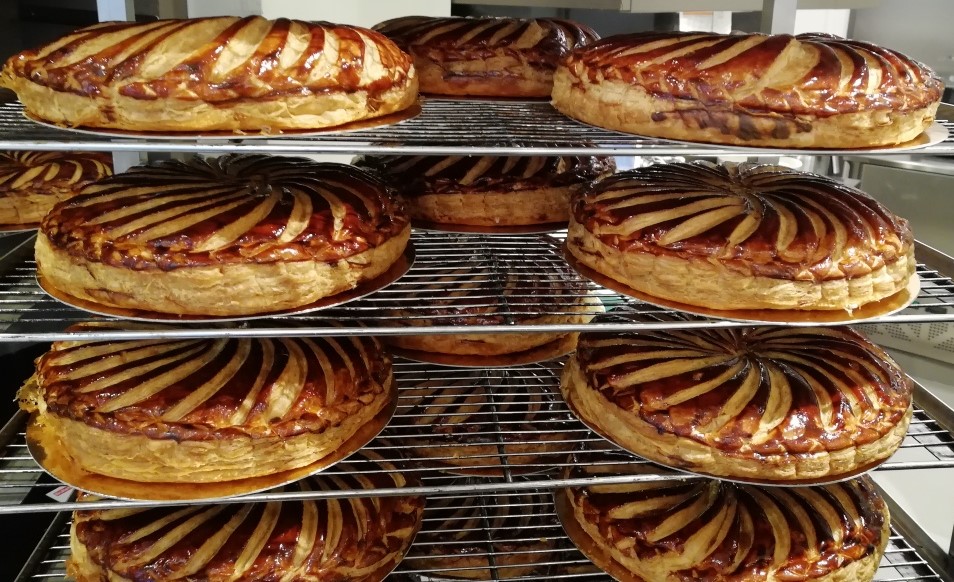 Trays of Galette des rois at Brian Joyeux patissery 