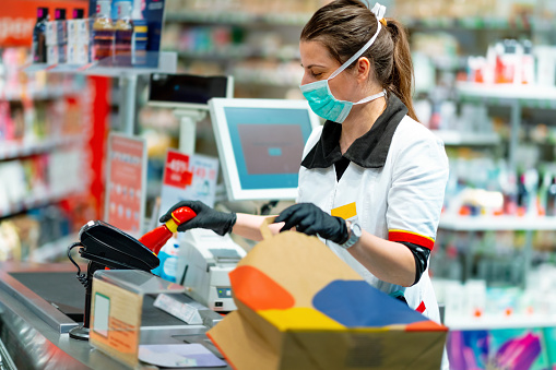 Supermarket worker during coronavirus