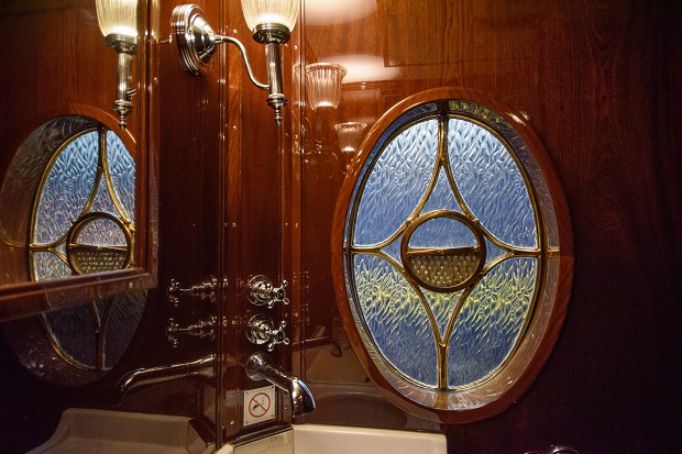 Orient Express at Train World Art Deco glass and marquetry