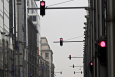 BRUSSELS, BELGIUM: Illustration picture shows red traffic lights in the city centre of Brussels. (BELGA PHOTO NICOLAS MAETERLINCK)