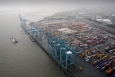 Illustration picture shows the container terminal at the Port of Antwerp. (BELGA PHOTO NICOLAS MAETERLINCK)