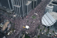 A picture taken 20 October 1996 shows an aerial view of protestors during a rally of tens of thousands in Brussels, protesting against the Belgian justice system's handling of the child sex, kidnapping and murder case that shocked the nation (BELGA IMAGE)