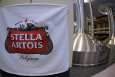 Illustration picture shows the Stella Artois logo during the launch of the new line for the production of Stella Artois of brewery group Anheuser-Busch InBev, in Leuven, Monday 22 February 2016. (BELGA PHOTO ERIC LALMAND)
