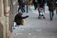Beggar in streets of Brussels - Belga
