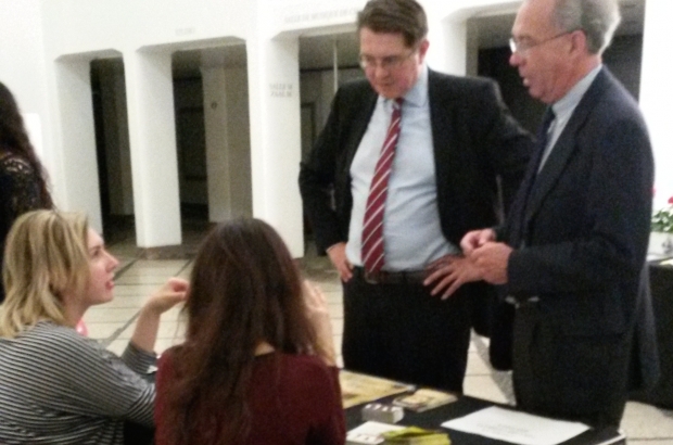 British Ambassador to Belgium Jonathan Brenton tours the stands with The Bulletin Publisher John Stuyck.