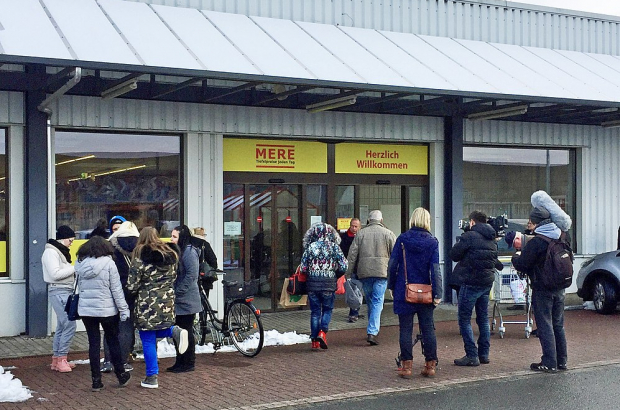 The Mere supermarket in Leipzig, Germany, pictured during its opening day in 2018 (PHOTO: Wikipedia Creative Commons)