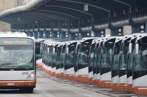 Illustration picture shows buses at Gare de l'Ouest / Weststation in Brussels. (BELGA PHOTO BENOIT DOPPAGNE)