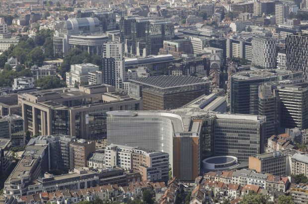 An aerial view of the European Quarter in Brussels, dominated by the EU Commission’s Berlaymont building. The high concentration of EU institutions in Brussels went against the city in the final vote on where the new EU Cybersecurity Centre should be located. The Romanian capital Bucharest was chosen as the new home for the centre. (BELGA PHOTO THIERRY ROGE)