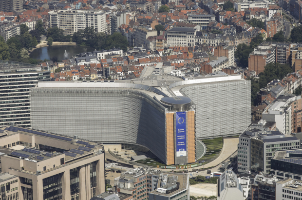An aerial view of the Berlaymont building, the offices of the European Commission, Brussels. (BELGA PHOTO THIERRY ROGE)