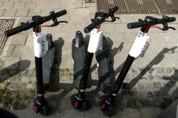 Illustration picture shows scooters of the electric scooter sharing system 'Bird'. (BELGA PHOTO DIRK WAEM)