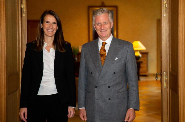 Belgian prime minister Sophie Wilmès with King Philippe