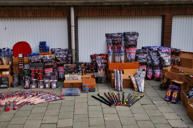 Hand out picture released on Friday 11 December 2020, by police zone Brussels West shows an illegal fireworks depot in Sint-Jans-Molenbeek/ Molenbeek-Saint-Jean, Brussels. (POLICE ZONE BRUSSELS WEST)