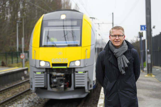 Vice-prime minister and Mobility Minister Georges Gilkinet at the STIB station in Haren - Haeren, Brussels, Saturday 16 January 2021. (BELGA PHOTO LAURIE DIEFFEMBACQ)