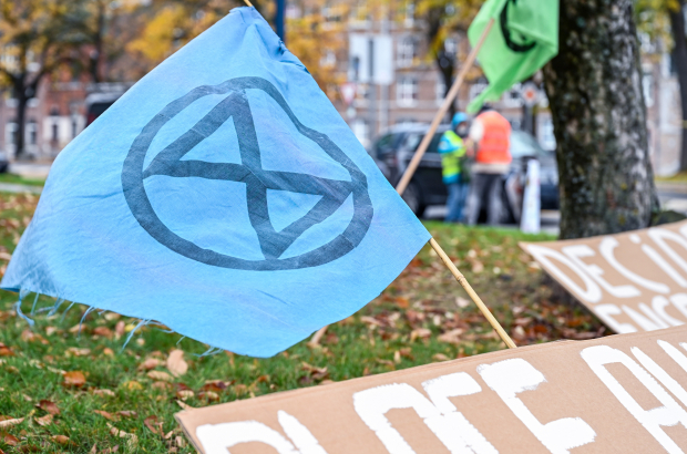 Illustration picture shows a protest in front of the Walloon Parliament organized by Extinction Rebellion and the 'Gilets Jaunes', in Namur, Saturday 30 October 2021. (BELGA PHOTO MAXIME ASSELBERGHS)