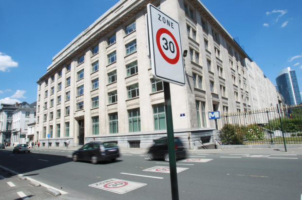 BRUSSELS, BELGIUM: Illustration shows a 'Zone 30' road sign in the centre of Brussels. (BELGA PHOTO VIRGINIE LEFOUR)