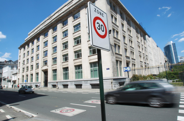 BRUSSELS, BELGIUM: Illustration shows a 'Zone 30' road sign in the centre of Brussels. (BELGA PHOTO VIRGINIE LEFOUR)