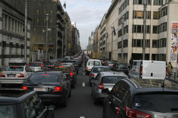 BRUSSELS, BELGIUM: Illustration picture shows a traffic jam in the Rue de la Loi / Wetstraat in Brussels (BELGA PHOTO PHILIPPE FRANCOIS)