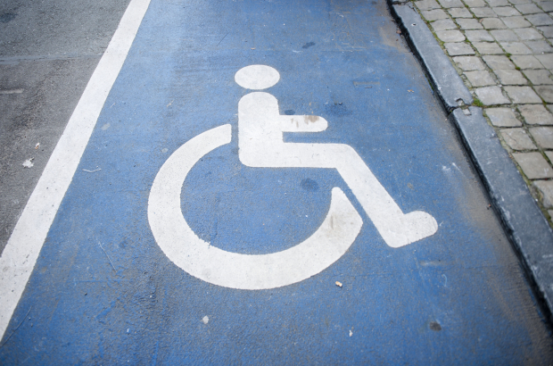 Picture shows a Disabled persons parking space marked on the ground in the streets of Brussels (BELGA PHOTO JONAS HAMERS)