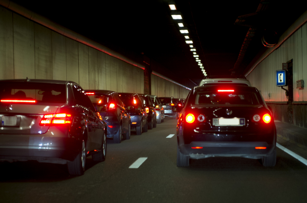Picture shows traffic jam in the Cinquantenaire /Jubelpark tunnel in downtown Brussels (BELGA PHOTO JONAS HAMERS)