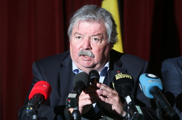 20131202 - BRUSSELS, BELGIUM: Brussels City mayor Freddy Thielemans pictured during a press conference of Brussels city council on the future stadium, in Brussels city hall, Monday 02 December 2013. (BELGA PHOTO VIRGINIE LEFOUR)