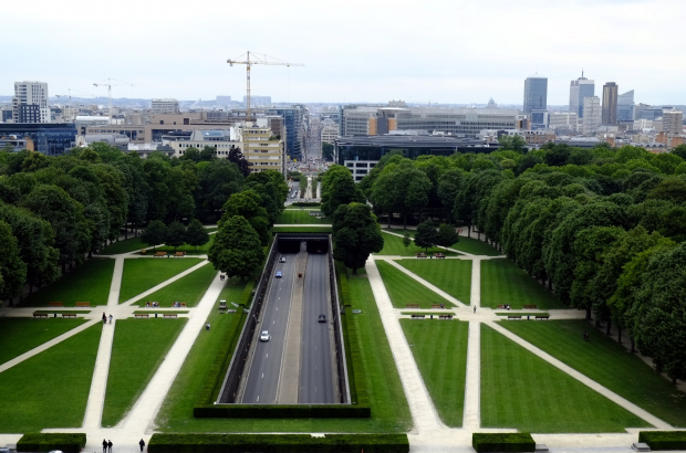 BRUSSELS, BELGIUM: Illustration picture shows an aerial view of the Parc du Cinquantenaire - Jubelpark parc in Brussels. The PAD project would erect towers in the vicinity of the park. (BELGA PHOTO ERIC LALMAND)