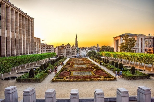 The view from the platform above Mont des Arts, looking towards the Grand Place in Brussels (Free image/no licence)