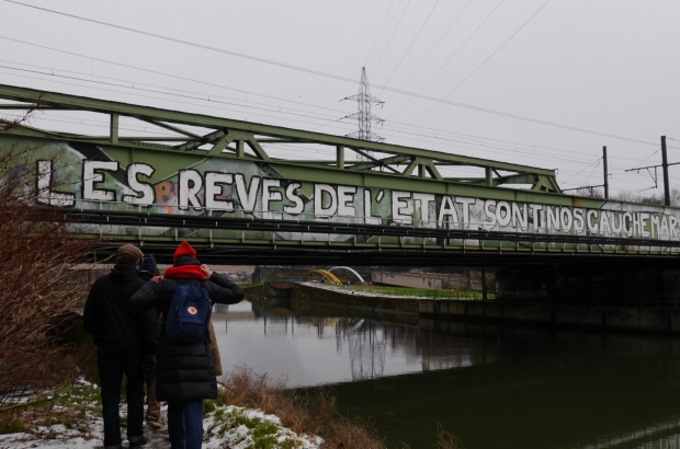 bridge with graffitti in Charleroi