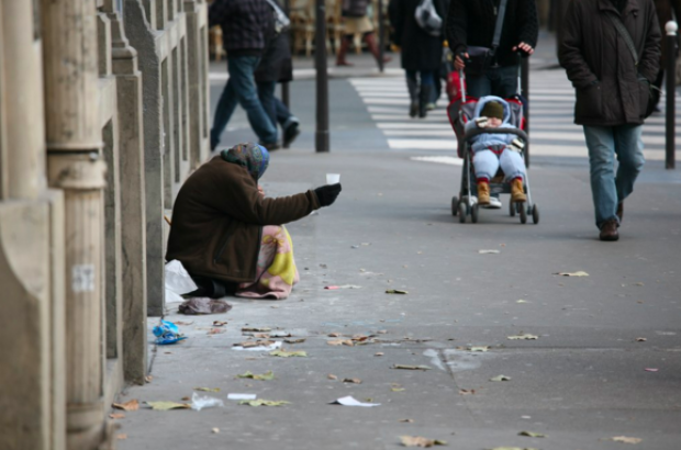 Beggar in streets of Brussels - Belga