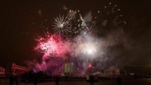 Firework display at the Atomium, Brussels - Belga