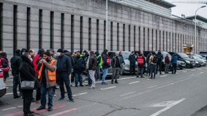 Illustration picture shows the start of a protest action early morning in the streets of Brussels of the LVC sector (location of car with a driver), regarding the Plan Taxi of Brussels region, Monday 24 January 2022. (BELGA PHOTO JONAS ROOSENS)