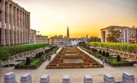 The view from the platform above Mont des Arts, looking towards the Grand Place in Brussels (Free image/no licence)