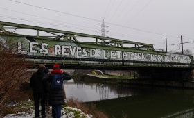bridge with graffitti in Charleroi