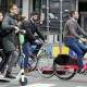 Illustration picture shows people riding scooters and bicycles in Brussels, Friday 03 May 2019. (BELGA PHOTO ERIC LALMAND)