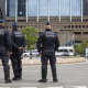 Police officers on duty near the Gare du Nord train station in Brussels (BELGA PHOTO)