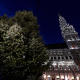 Workers install the Christmas tree on the Brussels Grand-Place - Grote Markt square in the Brussels historic city center, Thursday 19 November 2020. BELGA PHOTO ERIC LALMAND