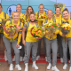Belgian Cats' players pictured at the return of several Belgian athletes, after the 'Tokyo 2020 Olympic Games' in Tokyo, Japan, in the arrivals hall at Brussels Airport, in Zaventem, on Saturday 07 August 2021. (BELGA PHOTO DAVID STOCKMAN)