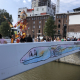 Two pedestrian bridges crossing the Brussels canal are officially opened on Saturday 04 September 2021. BELGA PHOTO NILS QUINTELIER