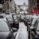 Illustration picture shows Taxi drivers blocking traffic in Brussels, Thursday 02 December 2021, in a protest against proposed plans to allow Uber to resume work in the capital. (BELGA PHOTO JASPER JACOBS)