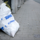 A white rubbish bag seen on a street in Brussels, Belgium. (BELGA PHOTO JONAS HAMERS)