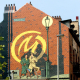 RUSSELS, BELGIUM : Illustration picture taken on Friday 10 June 2005 shows the new fresco painting of comic strip heroes Blake & Mortimer in Brussels. (BELGA PHOTO YVES BOUCAU)