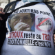 An activist wears a t-shirt protesting the possible release on parole of child murderer Marc Dutroux. Public opposition to his release remains strong in Belgium (BELGA PHOTO)
