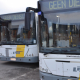Buses operated by De Lijn stand idle at the depot during a previous strike (BELGA PHOTO KRISTOF DEBECKER)