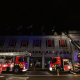 Fire fighters pictured at a fire broke out on the roof of the BOZAR building in the centre of Brussels. (BELGA PHOTO LAURIE DIEFFEMBACQ)