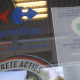 The Carrefour logo and a compulsory face mask announcement are seen on the entrance to a Carrefour supermarket in Brussels (BELGA PHOTO LAURIE DIEFFEMBACQ)